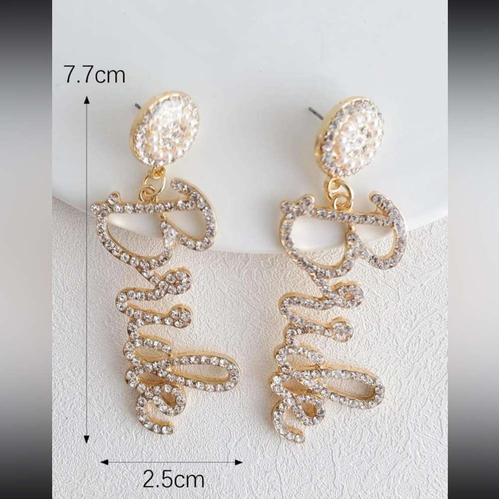 Bride Earrings, Bridal Earrings, Bachelorette Earrings, Wedding Earrings - Picture 4 of 4